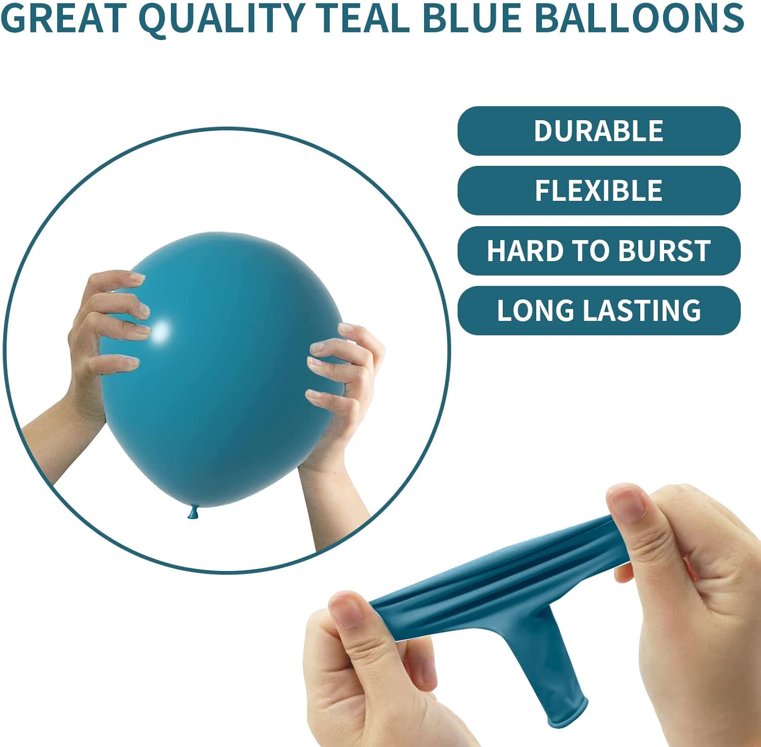 Peacock Blue Balloons Turquoise Blue Latex Balloon 5 10 12 18inch Different Sizes 103pcs Teal Blue Balloons Arch Kit for Kids Birthday Party Decoration Gender Reveal Baby Shower Wedding Whale Theme - Image 4