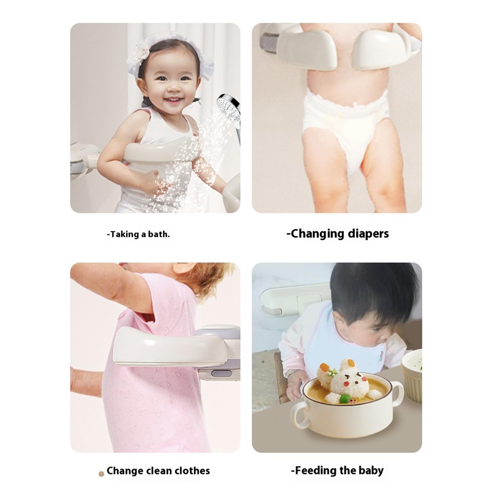Soporte de baño ajustable para bebé, bonito diseño plegable para ayudar a la ducha de pie para uso diario en el hogar de los niños pequeños