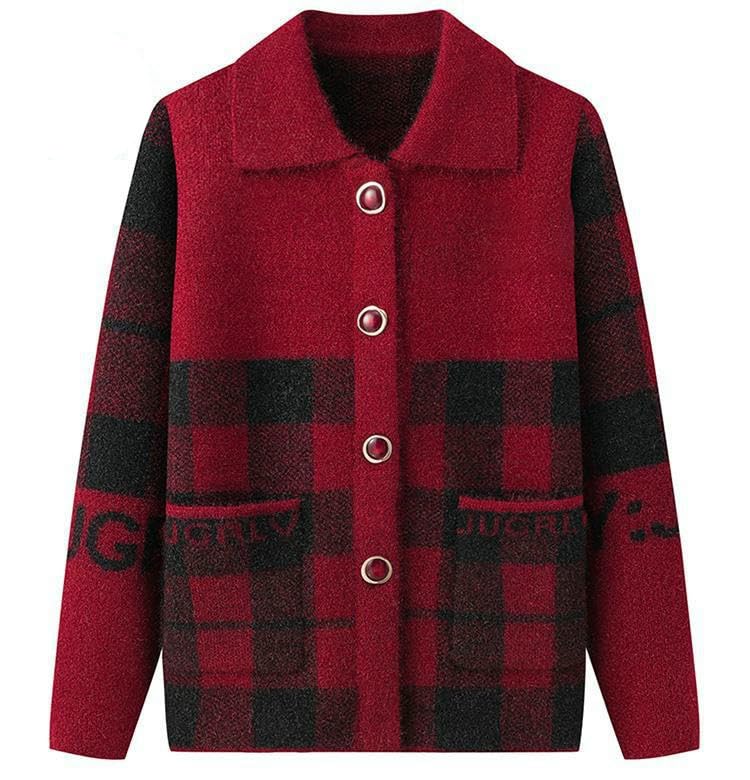 Chaqueta de punto mujer mayor abrigo sin botones frío primavera 6