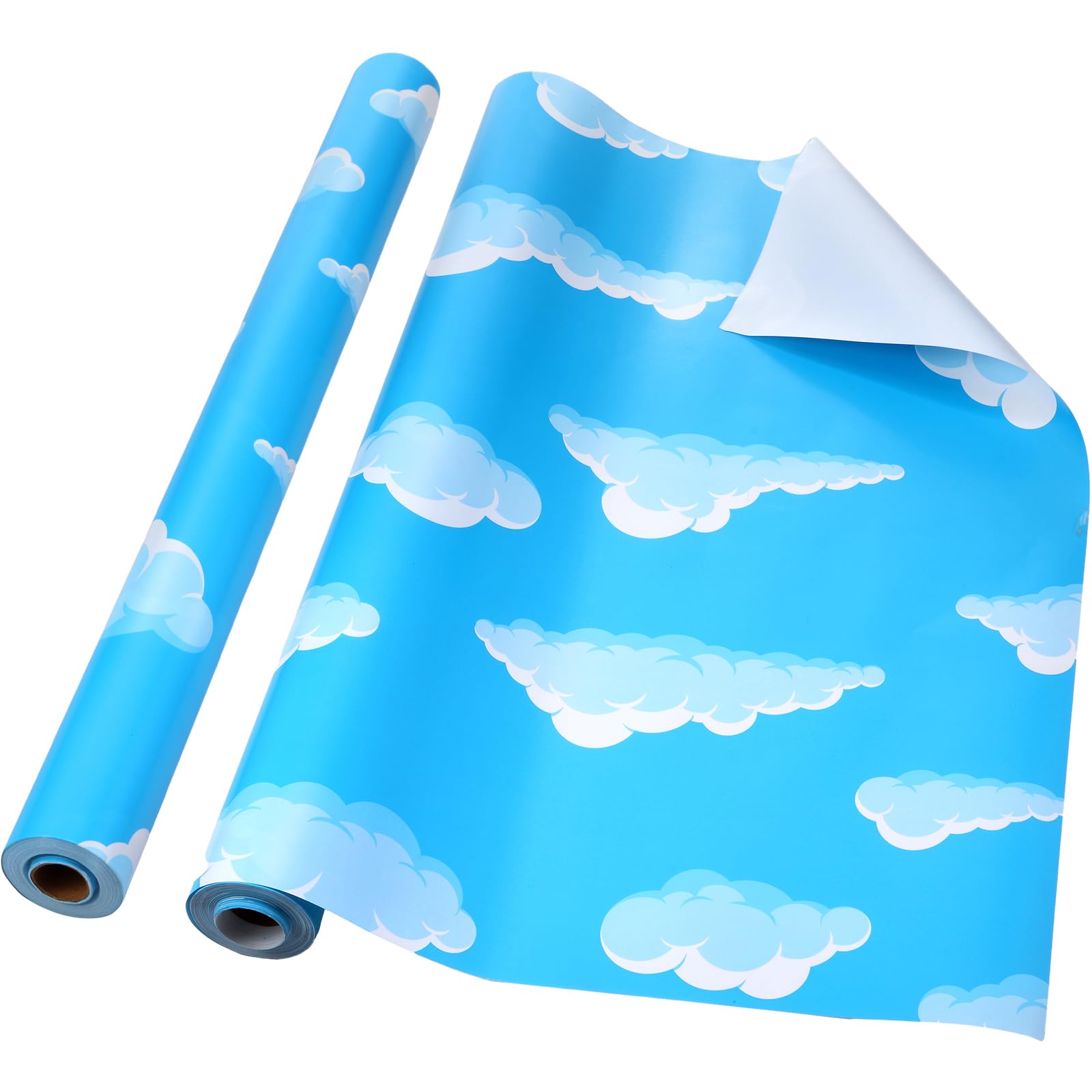 Tenceur Sky and Cloud Bulletin Board Paper 24 Inch x 100ft Fade Resistant Paper Roll for Birthday Party Classroom Decor