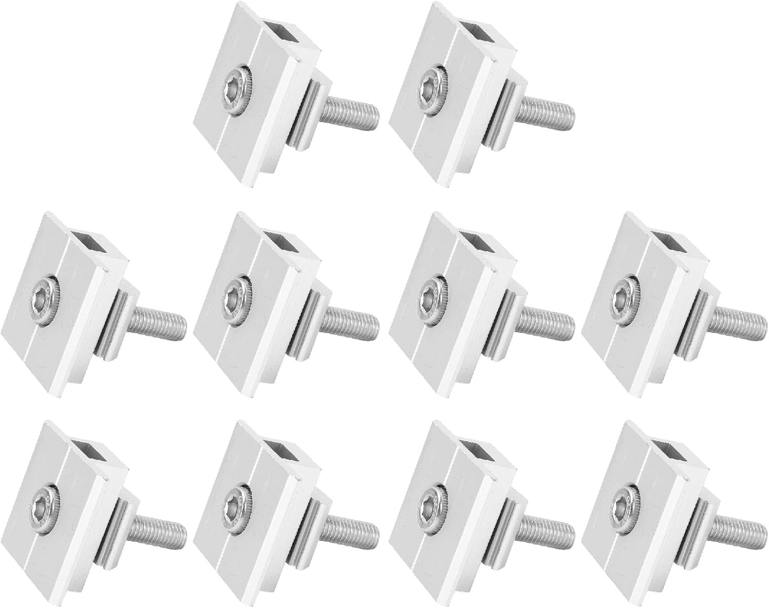 Solar Panel Mid Clamps with Bolts, Aluminum Roof Mounting Brackets for Solar Installation Kit (10 Pieces)