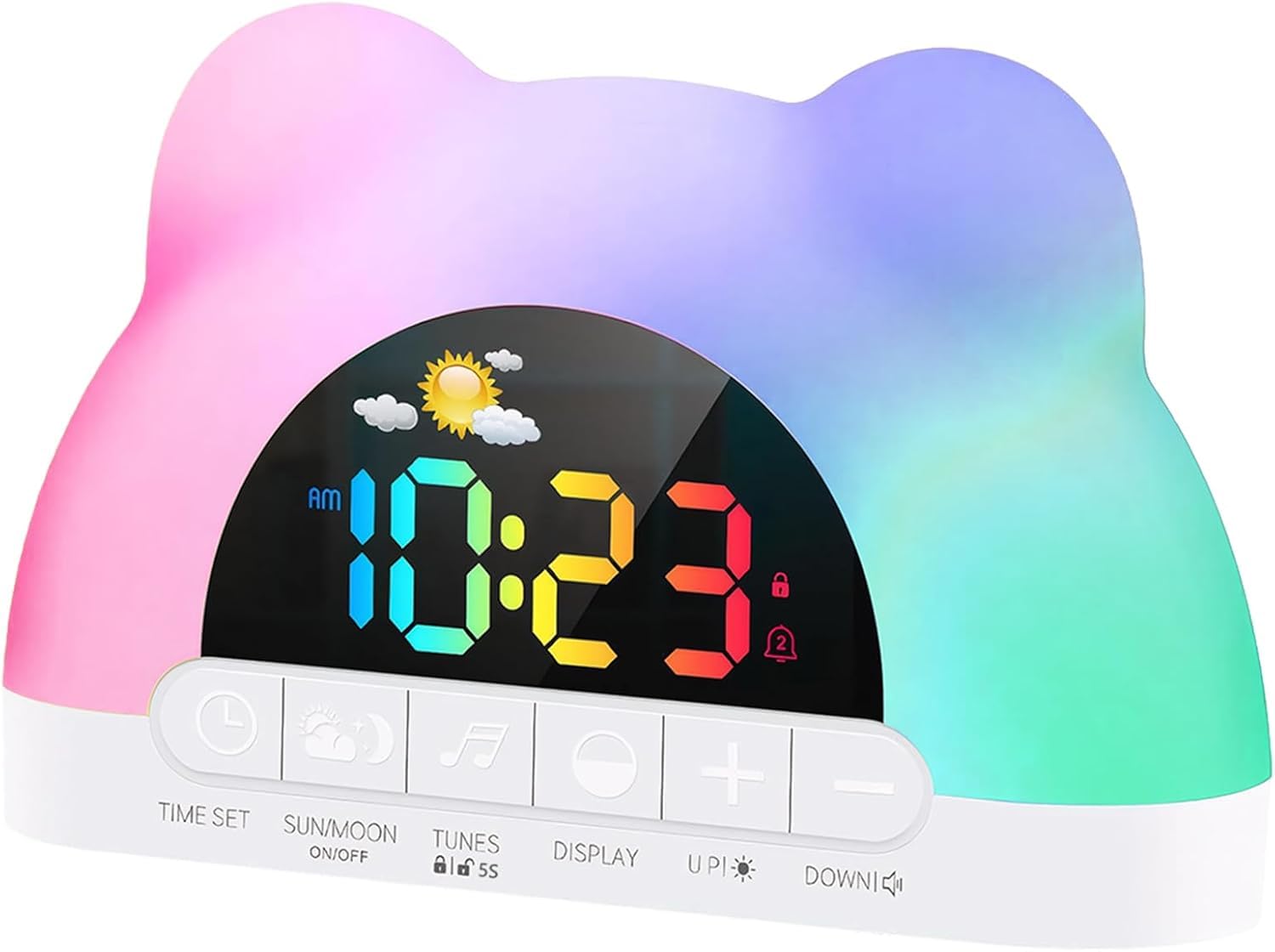 tlidfgeo Kids Alarm Clock, Sunrise Alarm Clock, Toddler Sleep Training Clocks with 11 RGB Color Night Lights, OK to Wake Clocks for Girls Boys Teens, Dimmable Digital Alarms, Child lock, Dual Alarms