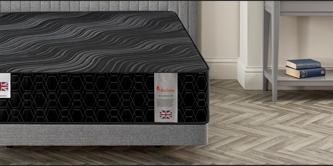 Bed Centre The Dark Night Cool Sleep Black Hybrid Mattress | Cooling Gel Memory Foam | Medium‑Firm Orthopaedic Support | Breathable Knit Cover | UK Made Small Single - 75cm x 190cm