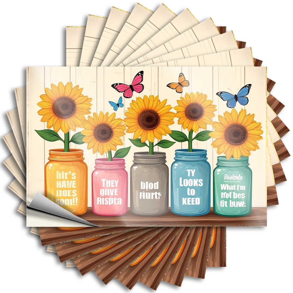 Saying Girly Bathroom Decor Peel and Stick - Floral Messages in Colorful Jars Water Coastal Waterproof Vinyl for Girl(8X12CM)