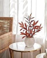 Vista 5 de Briful Jarrón rústico de cerámica de 5 pulgadas, jarrones con textura vintage desgastada, 3.5 pulgadas de boca ancha, jarrón de cerámica para ramas