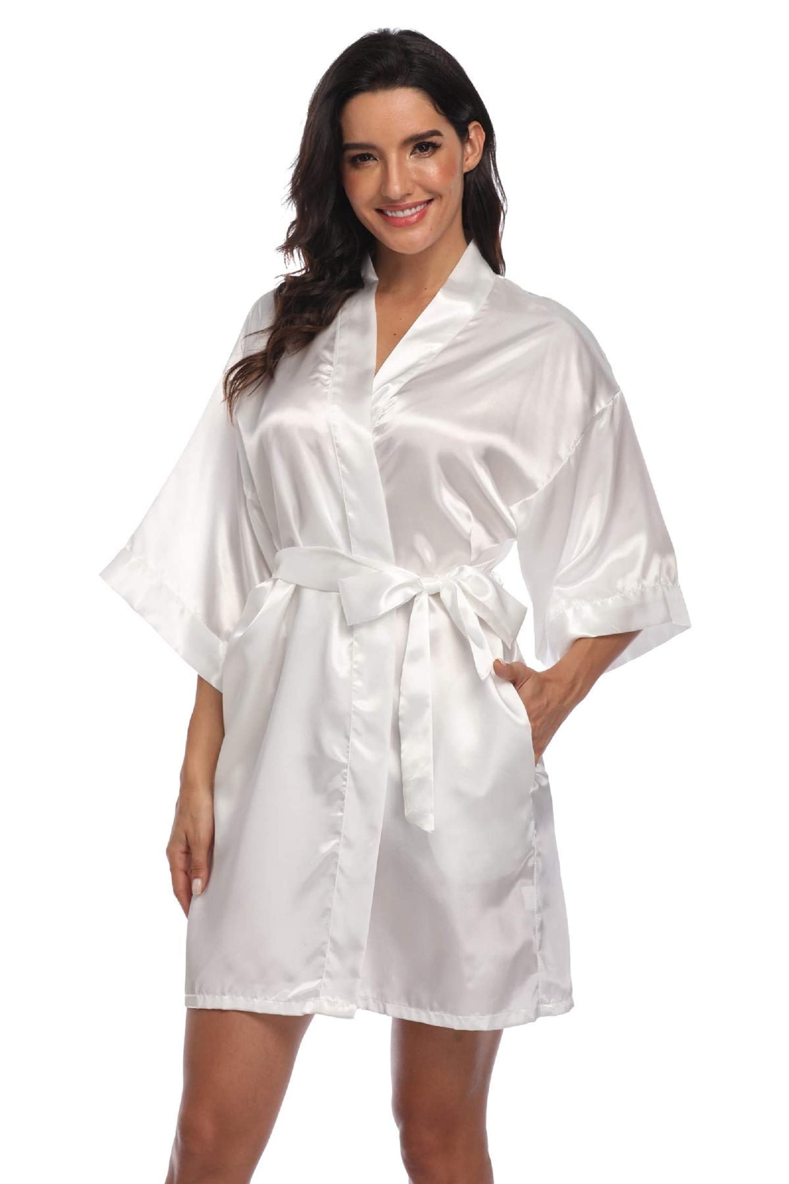 Jarseila Bata Kimono Mujer Satin Suave y Sexy Dama de Honor Albornoces para Mujer de Batas Vestido de Dama Honor de Camisón