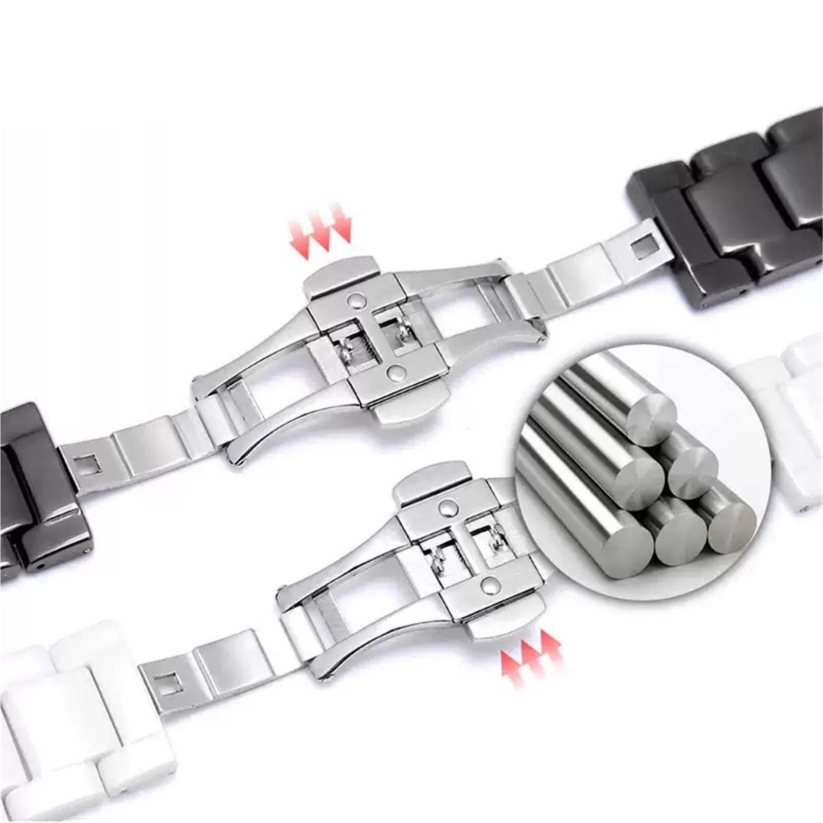 cinturino dell'orologio Cinturino for orologio da lavoro classico uomo in ceramica nera 14 15 16 17 18 19 20 21 22mm(White,22mm)