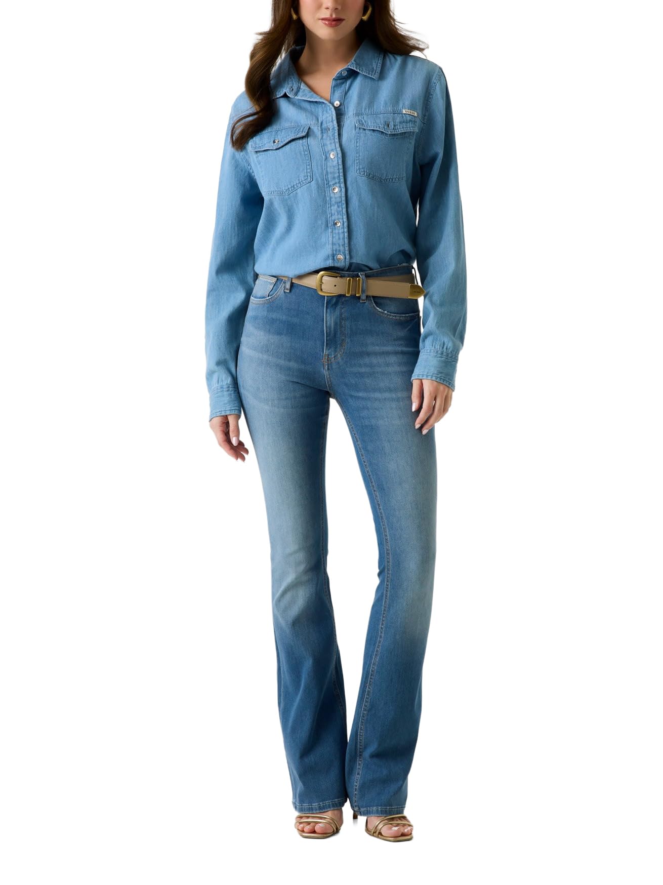 Guess Camiseta vaquera ecológica de manga larga para mujer
