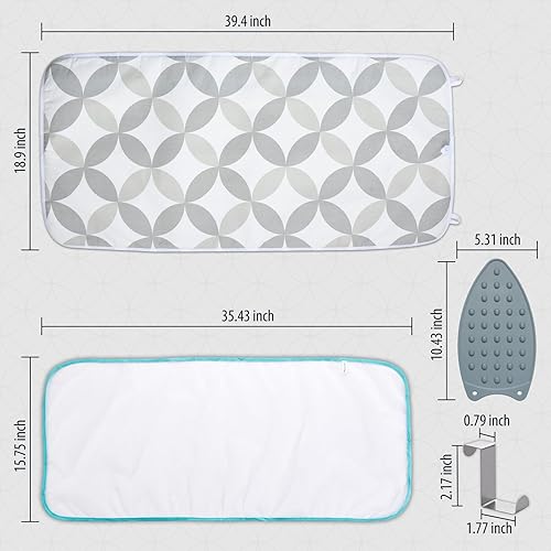Miniatura 7 de Seiritex Tapete de planchado, almohadilla de planchar portátil de 39.4 x 18.9 pulgadas, tabla de planchar 5 en 1, manta de hierro de viaje para