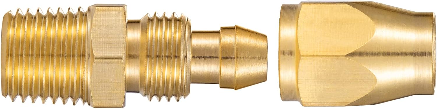 Premium Solid Brass 10PCS Reusable Replacement Fitting For 1/4-Inch ID Hose,1/4-Inch NPT Rigid (10 PCS 1/4 Inch)
