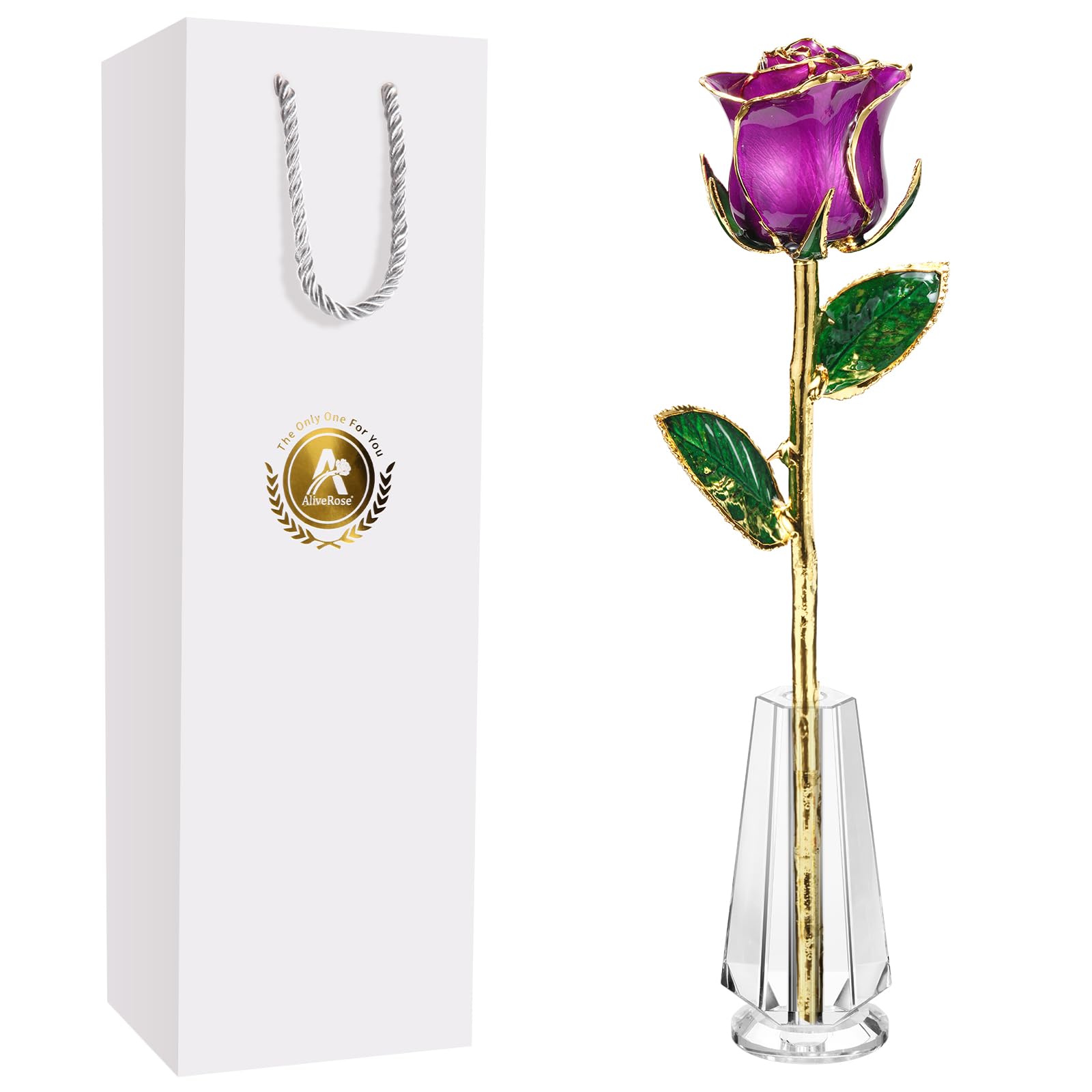 AliveRose violette en or 24 carats : sublimez votre décoration d'intérieur