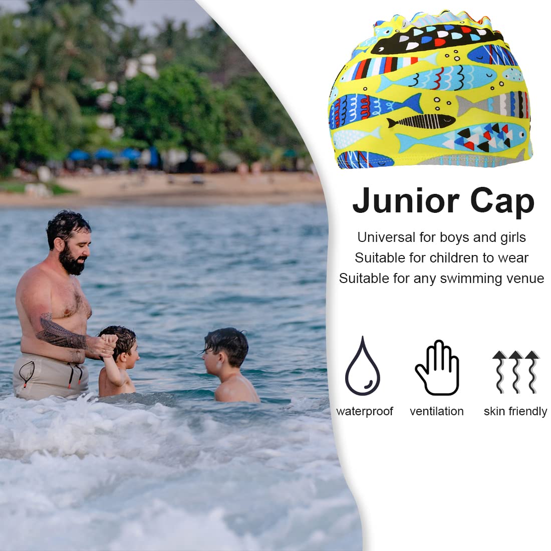 Gorro de natación para bebé y niña tiburón monstruo