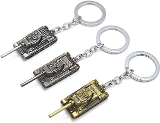 King&Pig 3pcs Men Tanks KeyChains Alloy Metal Tank Model Pendent Keyrings Gift Key Chains Rings Holder Car Fans Souvenirs