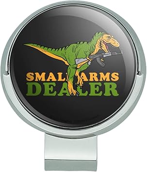 Review GRAPHICS & MORE Small Arms Dealer Weapons Dinosaur T-Rex Funny Humor Golf Hat Clip with Magnetic Ball Marker