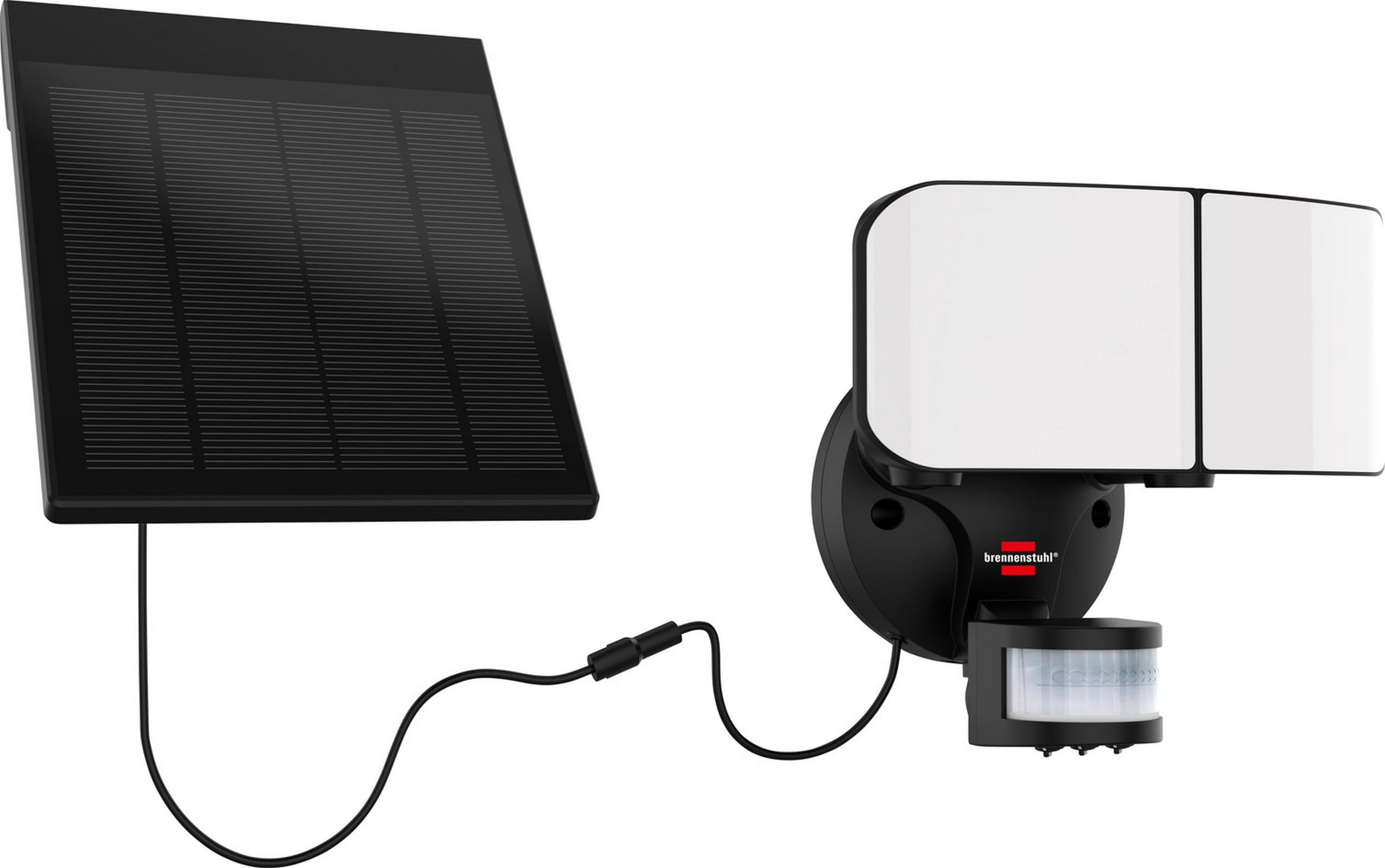 Brennenstuhl Faretto Solare LED da Esterno Con Sensore di Movimento, Lampada a LED Esterno Con Pannello Solare Separato, 24x LED SMD di alta qualità 900lm, IP 44, Nero