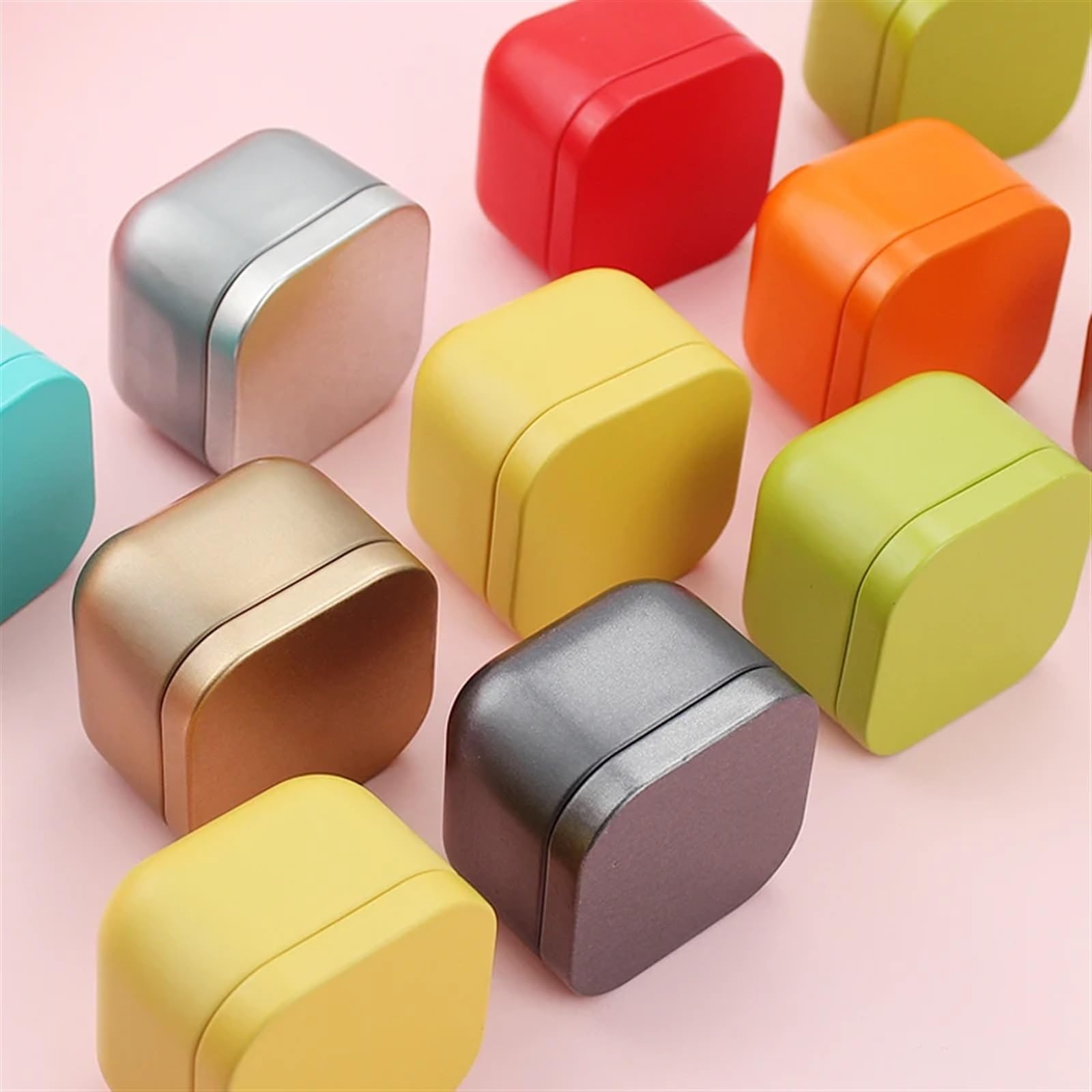 Iron Empty Square Candle Jars | Multicolor 12/24pcs Candle Making: Storage Containers With Lids(Red,24pcs)