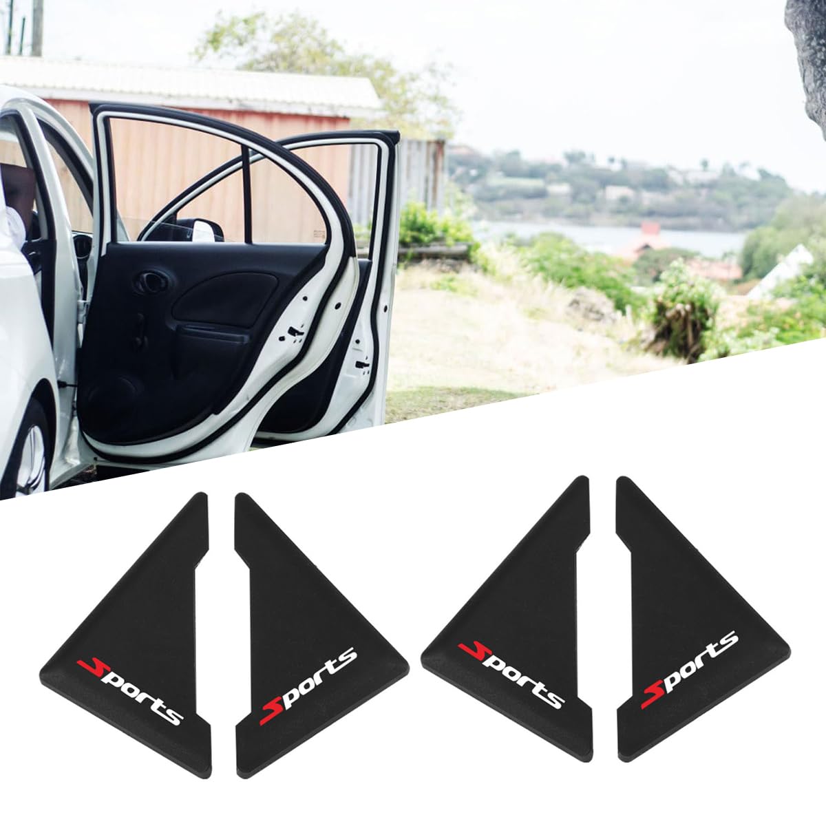 QIZUN 4 Pcs Car Door Corner Protectors for MG MG4 EV XPower 2023 2024, Silicone Edge Guards Car Door Anti-Collision Stickers for Vehicle Black, Black Sports