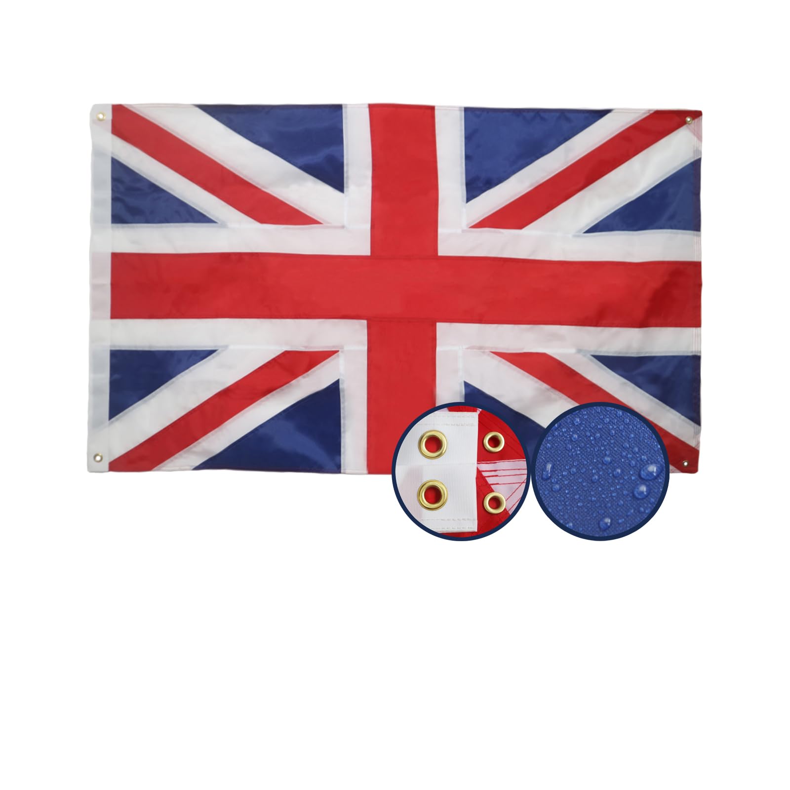 Union Jack Flag 2x3 FT, 4 Brass Grommets for Outdoor/Indoor British Flags - Sewn Stripes, Heavy Duty Durable Outdoor United Kingdom Flags - Hanging UK Flags for Room/Indoor/Wall Union Jack Flag