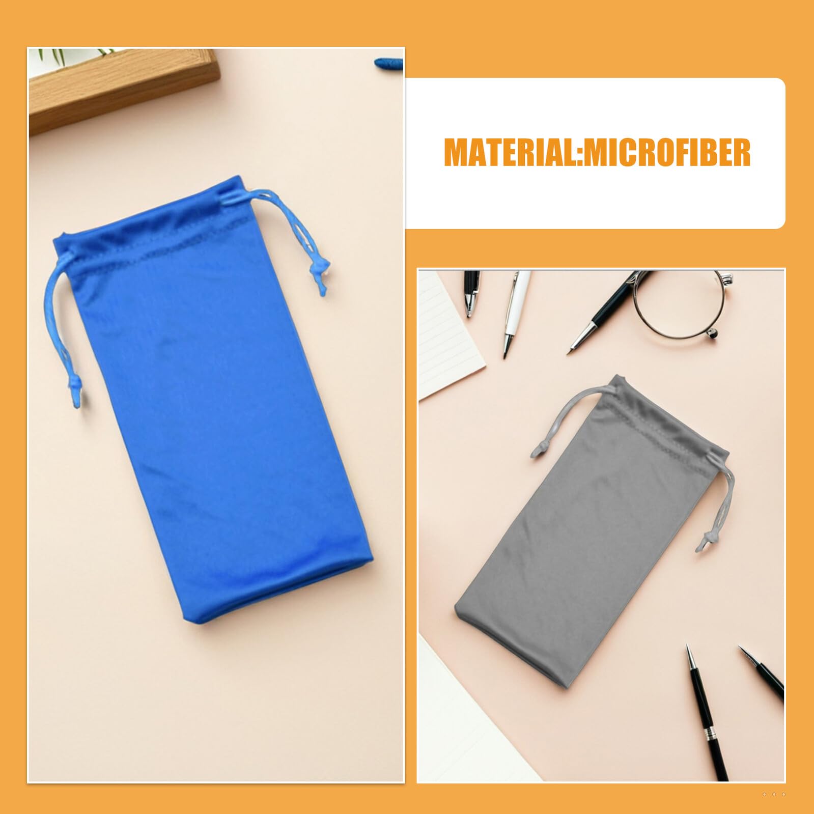 Borsa Porta Occhiali in Microfibra 100 Pezzi, Custodia Morbida | Sacchetto Coulisse per Occhiali da Sole e Vista, Vacanze Estive, Uso Quotidiano e Feste