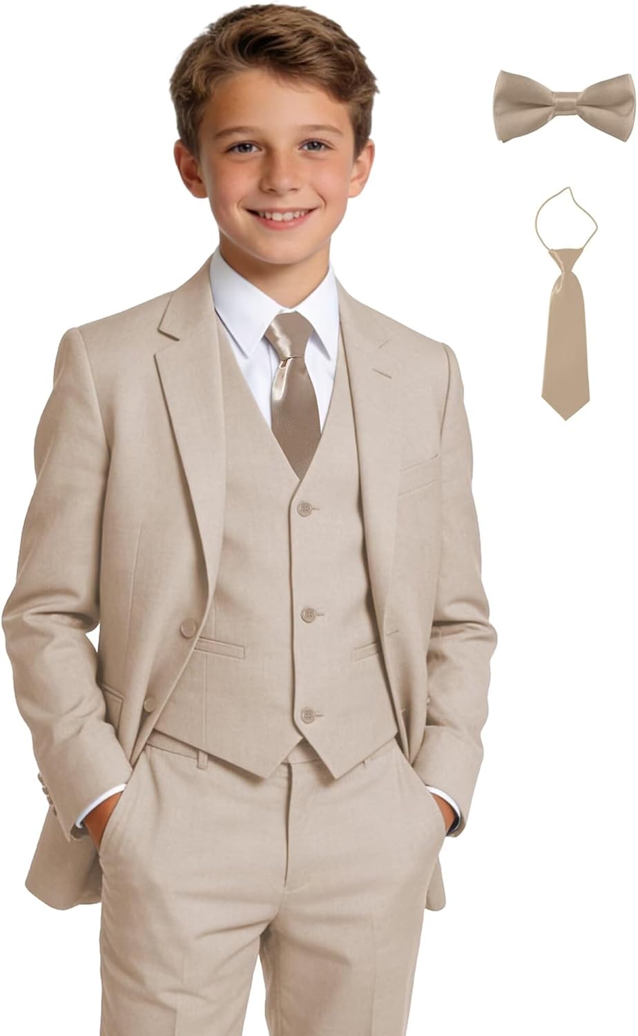 Boys Suits Wedding Ring Bearer Outfits Kids Dress Clothes Easter Prom Formal Tuxedo Suit Set with Bowtie,Tie