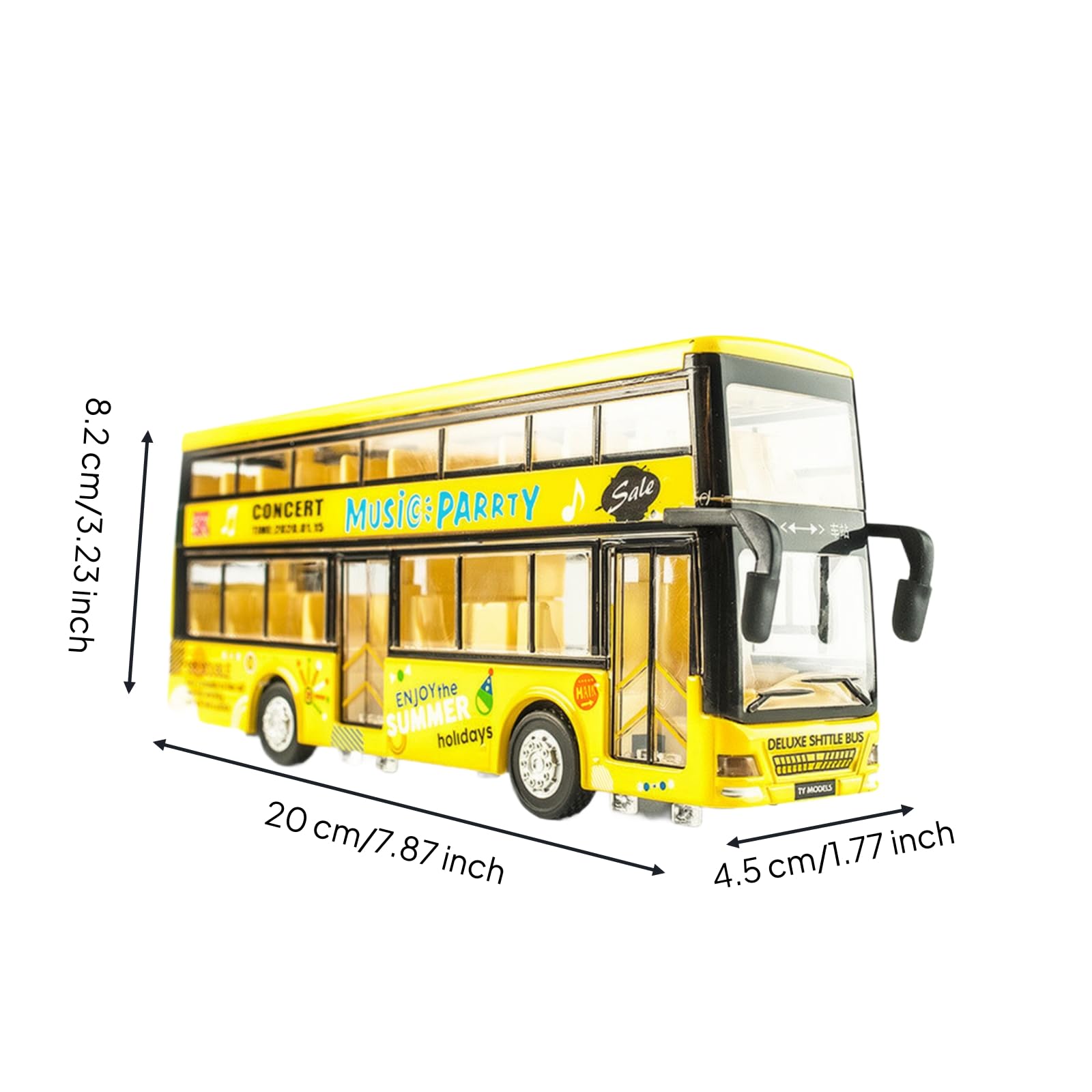 Modellino di Veicolo da Collezione | immediato all'Uso, Autobus a Due Piani con in Metallo, Leggero, per Esposizione, Collezionisti, Giallo