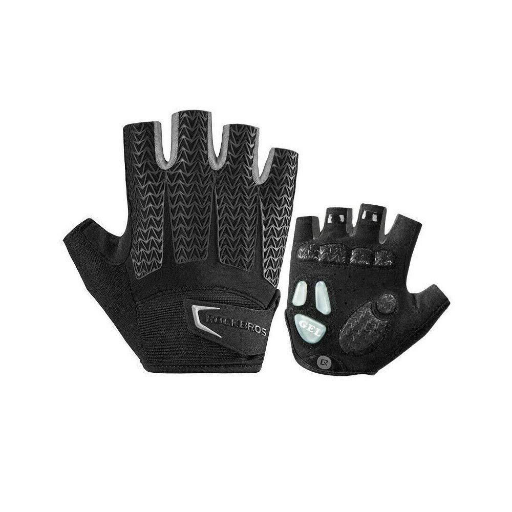 ROCKBROS Cycling Gloves, Gel Padded Bike Gloves, Fingerless Anti-Slip Shock-Absorption Mountain Road Bike Gloves Riding Hiking Climbing for Men Women