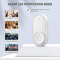 Vista 6 de Kit de timbre inalámbrico, timbre de puerta con rango de 1000 pies, 32 campanillas, fácil instalación, 4 volúmenes ajustables, funciona