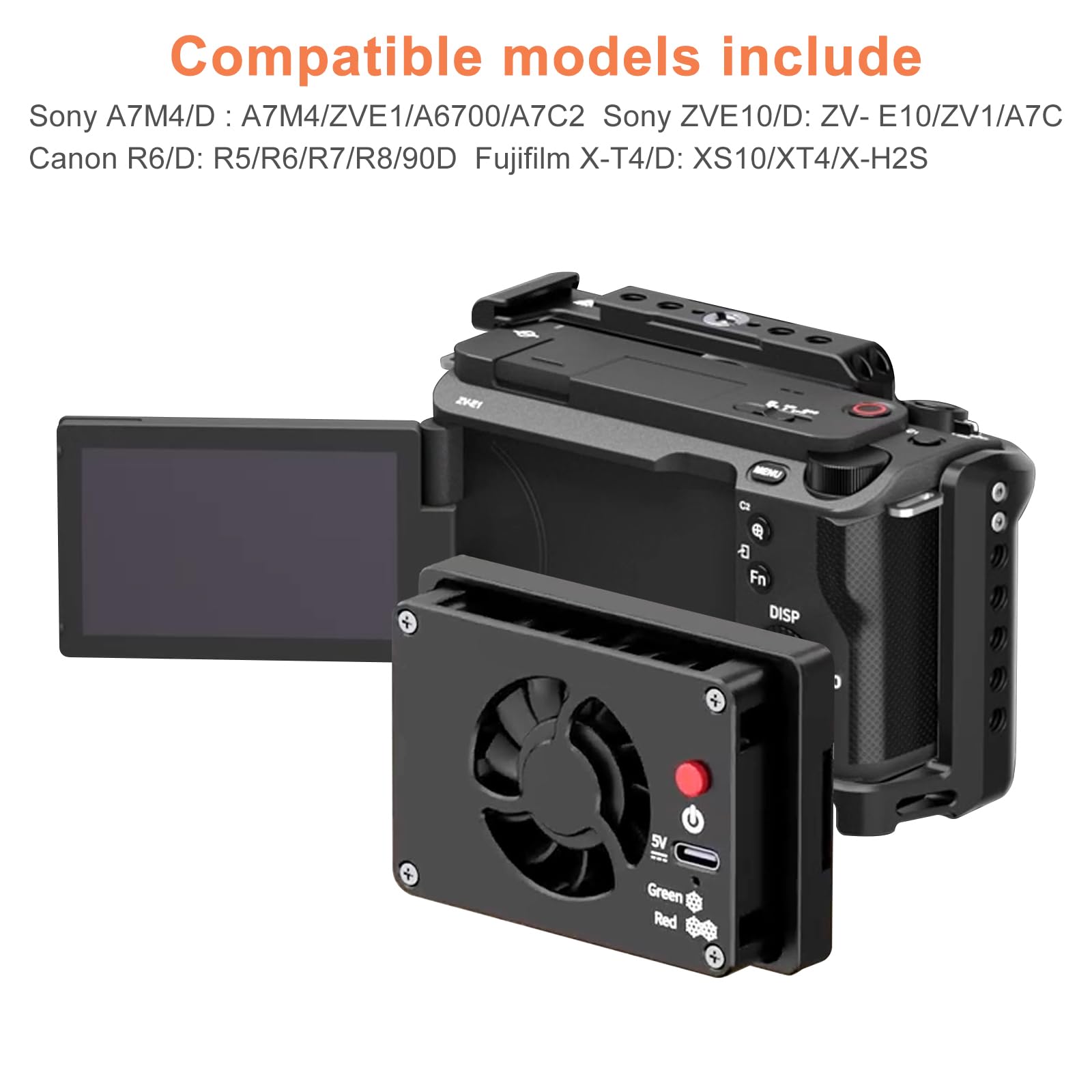 Shentec Ventilateur de caméra compatible avec ZV-E1/ZV-1F/ZV-1/ZV-E10L