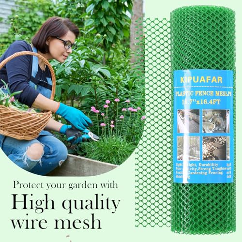 Image of Pet Proof Barrier Net, Green Plastic Chicken Wire Mesh Fencing 15.7IN x 16.4FT, Balcony Cat Safety Net & Garden Snake Barrier, Heavy Duty Protection for Chicken Coops, Rabbit Hutches, Dog Kennels