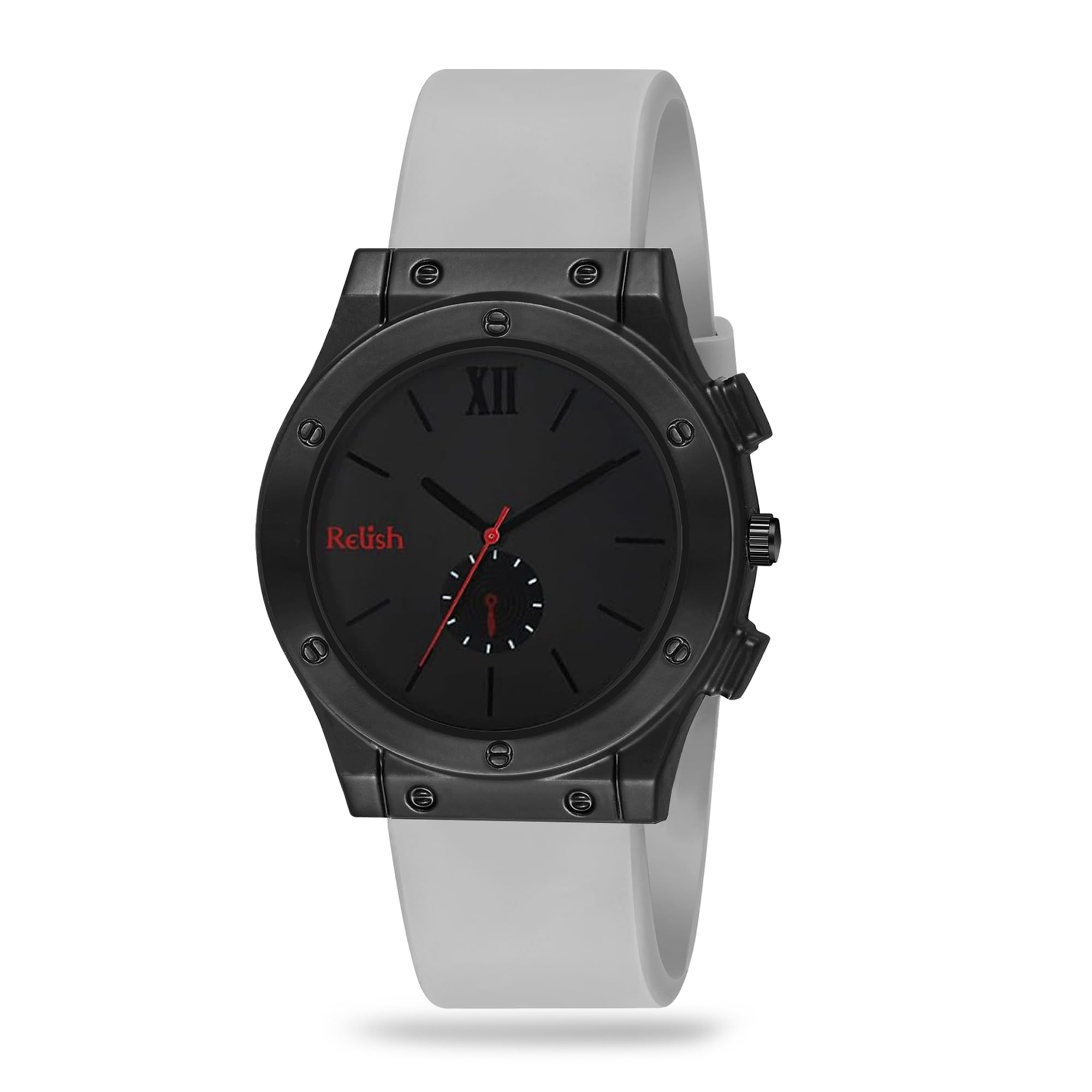 Relish Analogue Mens Watch Black Dial & Gray Colored Strap | Quartz Movement | Classic Brass Dial | Durable Silicone Strap (B0D6BMD8NN) Amazon Price History, Amazon Price Tracker