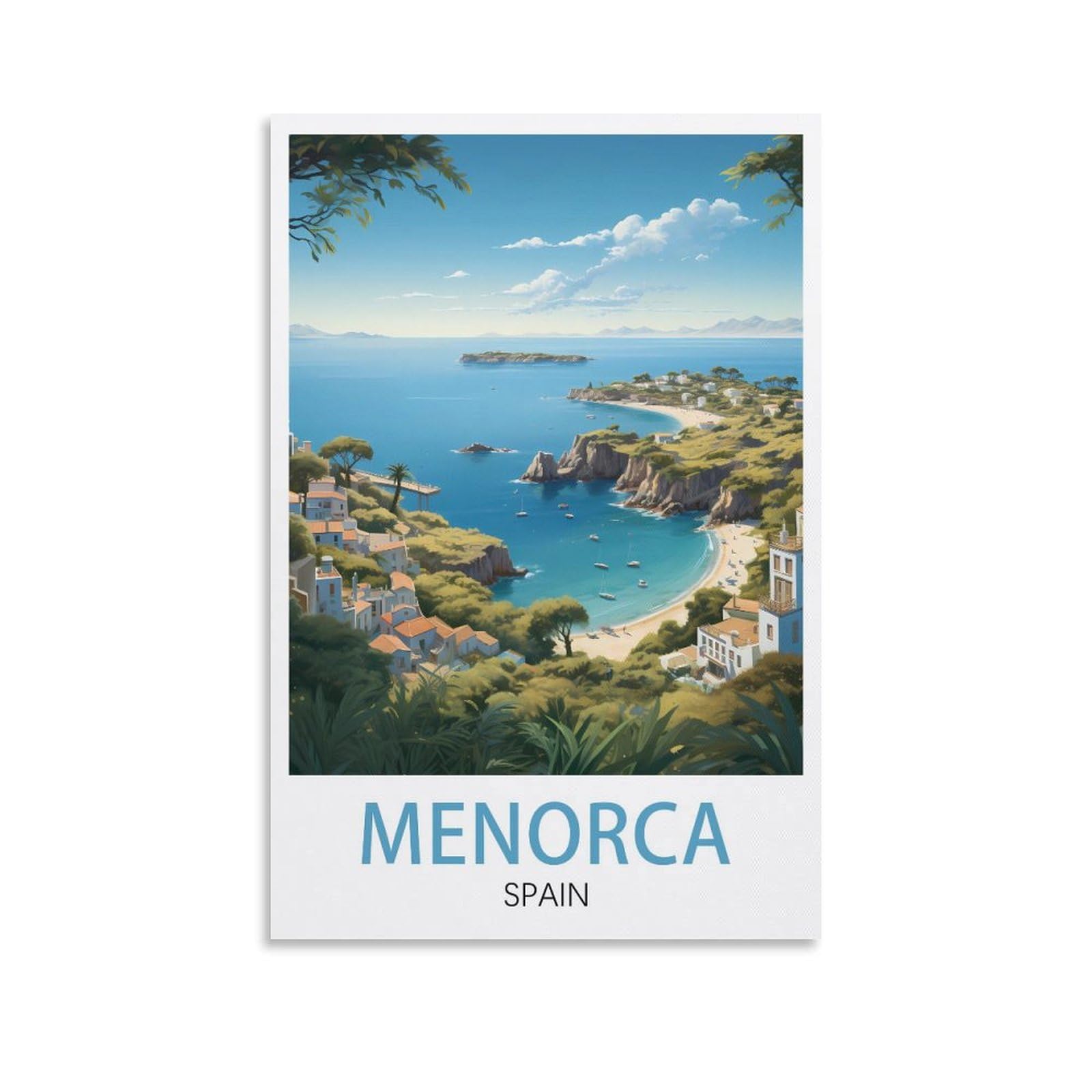 Lnuyitr Unframe-Style Menorca Spain Vintage Travel Posters 16X24inch(40X60cm) Canvas Art Posters And Wall Art Picture Prints Modern Home Bedroom Decor Posters