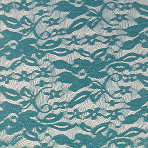 Tissu en dentelle florale bleu sarcelle Fiona pour couture de robe de soirée 500x140 cm