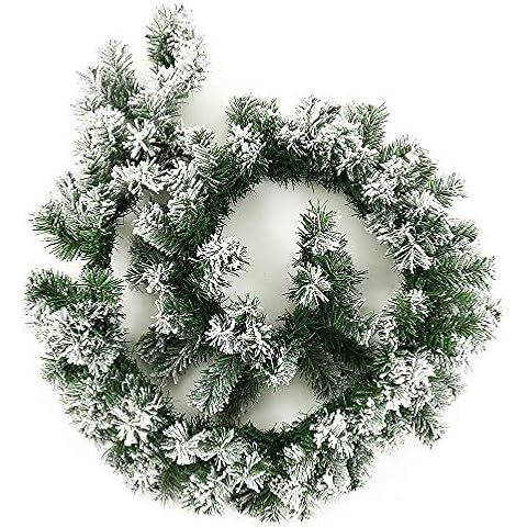 Littleduck 2pack 6ft Christmas Garlands Snow Flocked Green Artificial Wreath Xmas Decorations (1.8M) Cover