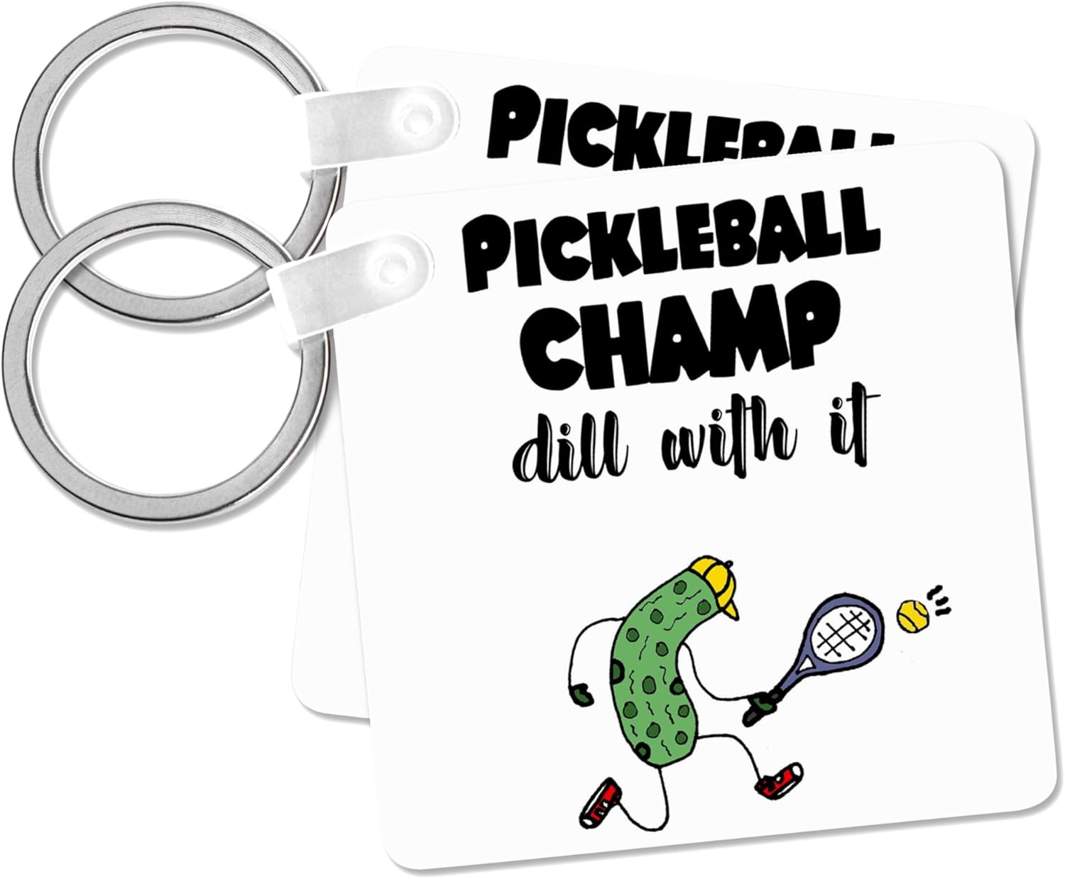 3dRose, Funny Pickle Playing Pickleball Pickleball Champ Dill with it Pun, Key Chain