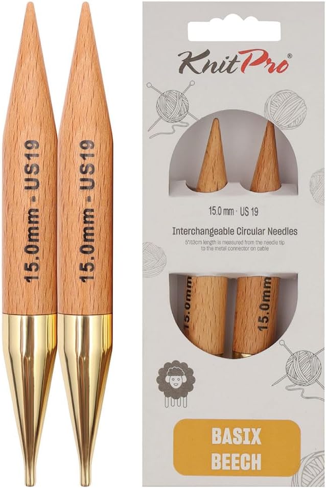 KnitPro Basix Beech Interchangeable Circular Needles 5" (13cm) | US Size 2.5 (3mm)