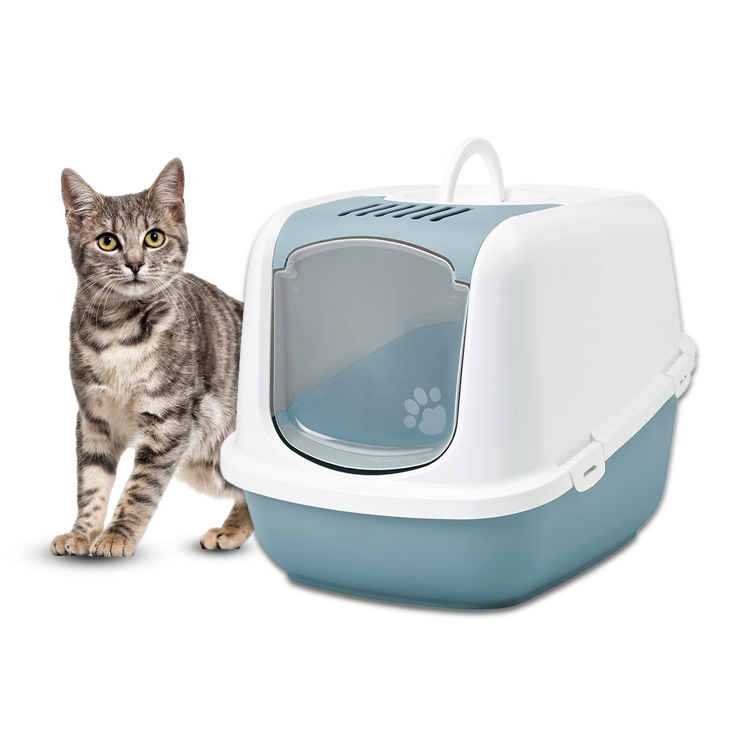 Get Free 1 Litter Scoop (Any 1 Color) with Savic Nestor Jumbo Cat Litter and House Breaking Litter Box (Dome Color: White, Tray Color: Bluestone) (66.5cm x 48.5cm x 46.5cm) (B09J1FLHNC) Amazon Price History, Amazon Price Tracker