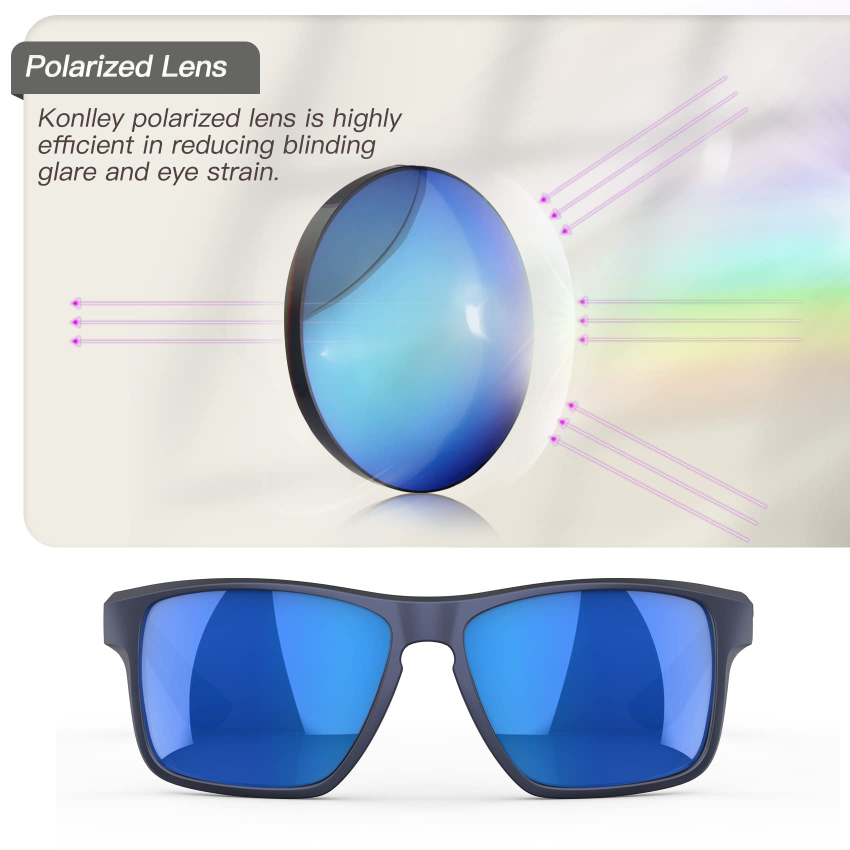 Gafas de sol polarizadas flotantes, gafas de sol para deportes acuáticos para hombres y mujeres, gafas de sol flotantes anti-agua de mar (marco azul marino mate/lente azul espejo)
