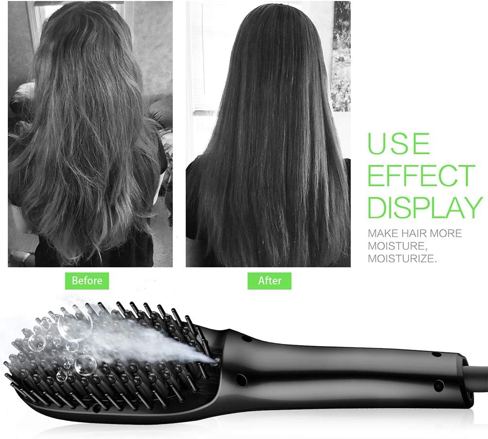 QAZJ 3 in 1 Beard Straightening Brush Hair Straightener Brush with Ceramic Anti Scald Hair Straightening Brush Travel Straightener Brush with Fast Heating Unisex