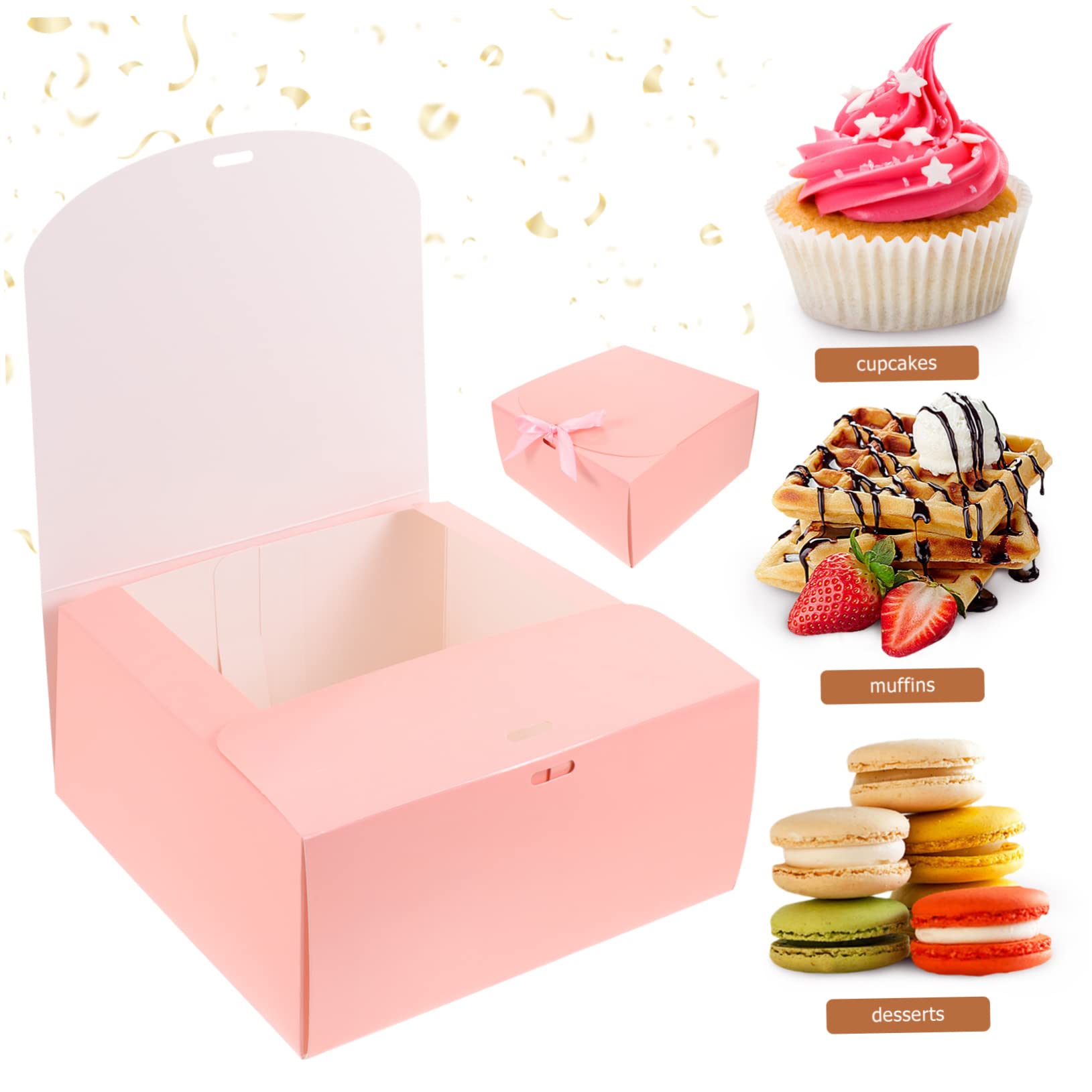 iplusmile 10pezzi Scatole Per Dessert Con Fiocco Elegante Confezione Da Scatole Per Cupcake e Torte Per Matrimoni e Occasioni Speciali