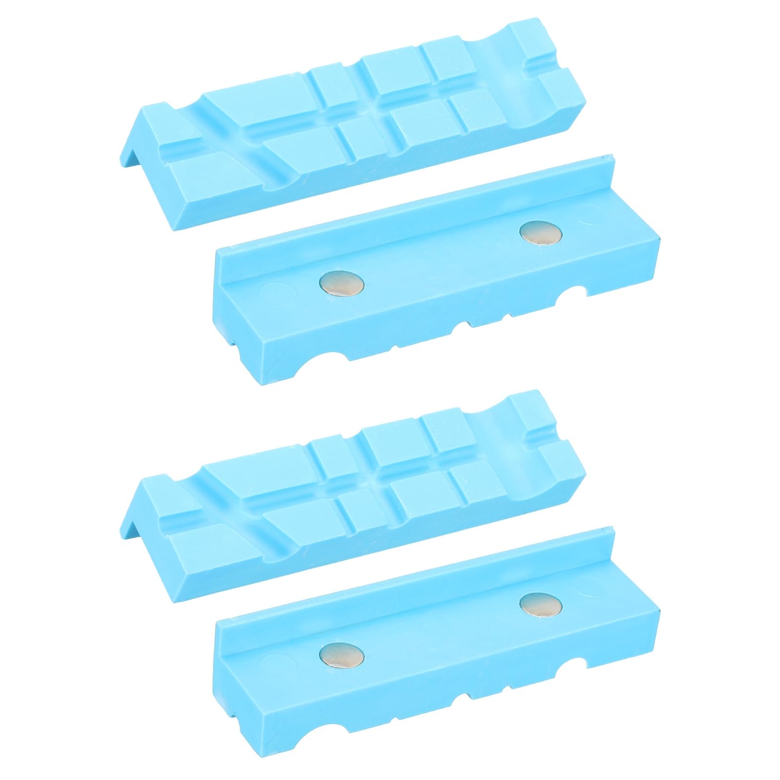 sourcing map 2 Set Vise Jaw Pads 5" Rubber Magnetic Vise Soft Jaws Standard Anti-Scratches Vice Covers Tools for DIY Making Woodworking Clamping Plumbing, Blue