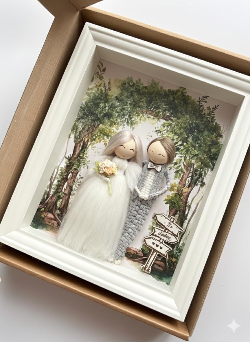 Ramka ślubna handmade boho para młoda prezent na ślub wesele pamiątka