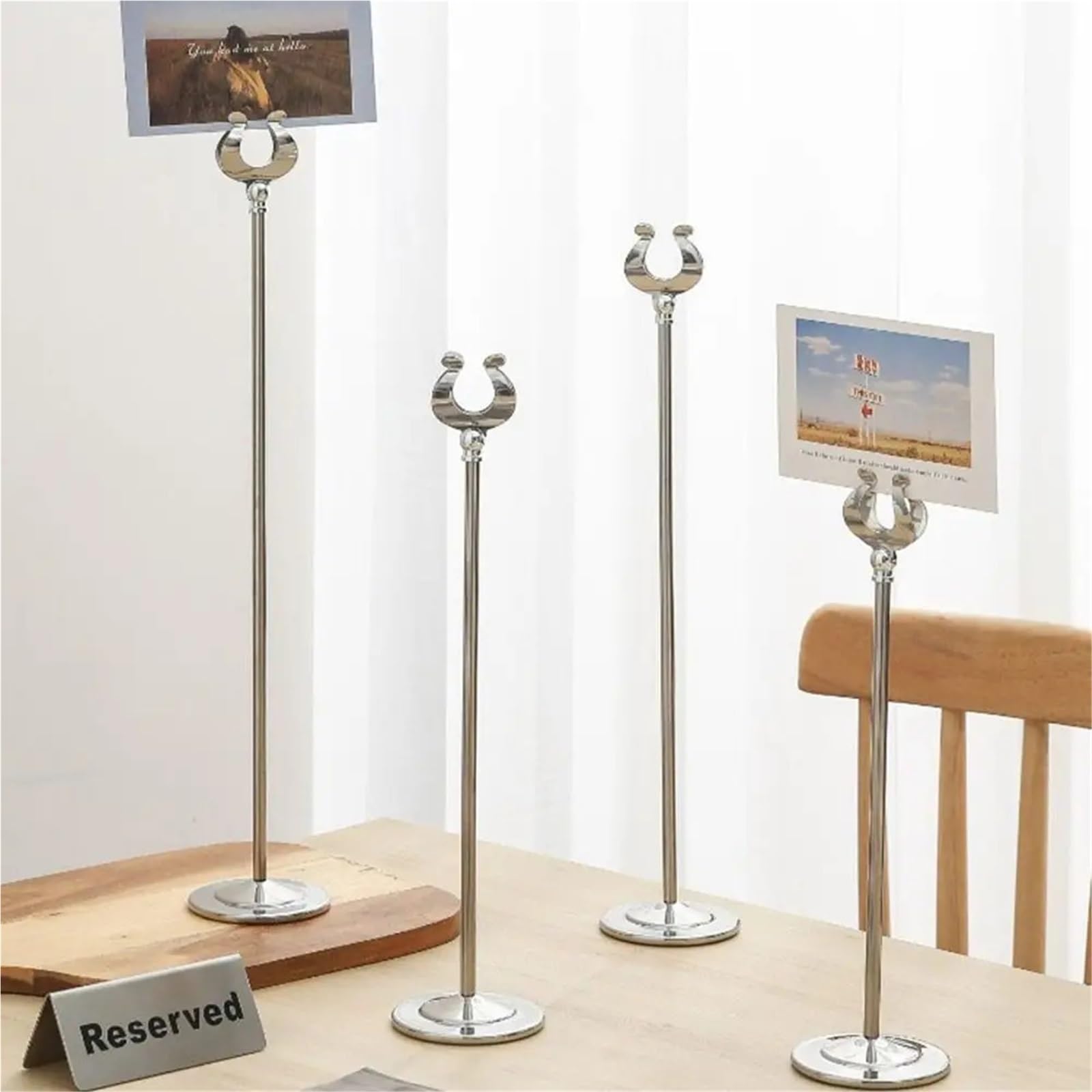 Soporte de número mesa acero inoxidable, Base estable, abrazadera asiento, menú pie en forma U, estante exhibición precios, accesorios , 8 Uds para Restaurantes Bodas