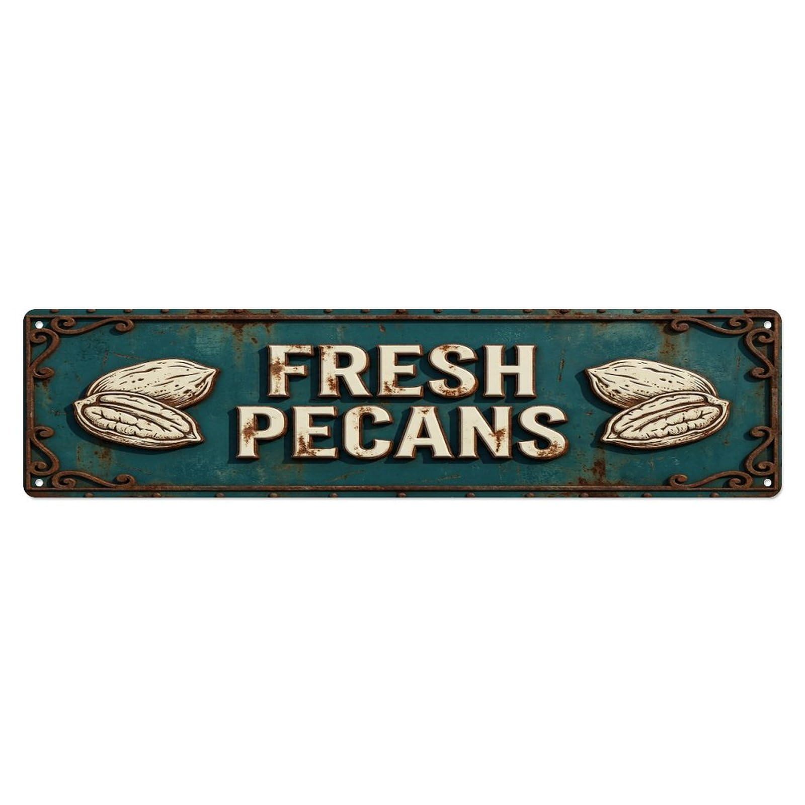 FRESH PECANS Vintage Nut Rustic Farmhouse Metal Tin Sign