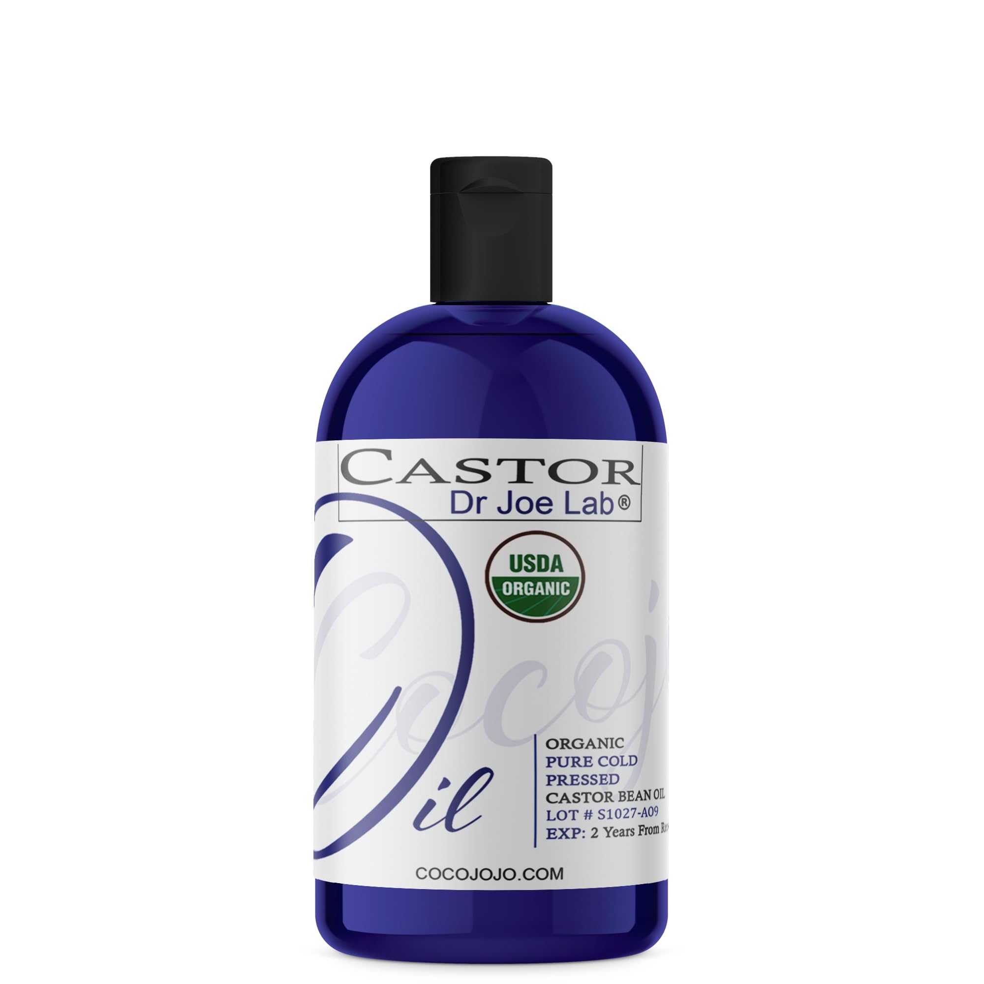 Dr Joe Lab Castor Oil Organic, Cold Pressed Organic Castor Oil, Unrefined, Pure USDA Certified Hexane Free Non GMO - Natural Moisturizing Hydrating Hair Skin Face Body Nails - 16 OzUSDA Organic