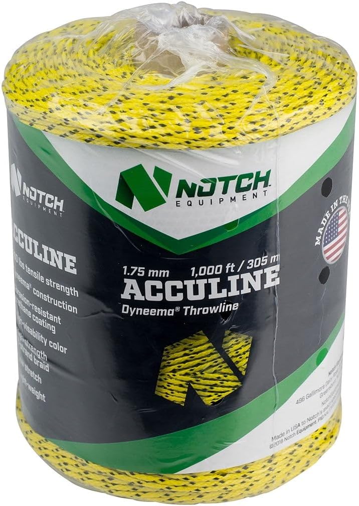Notch Acculine 1.75mm x 1000 ft. Dyneema Throwline, Wear Resistant, Knot Friendly, Tensile Strength: 560 lbs. - Yellow (NTL175-1000)