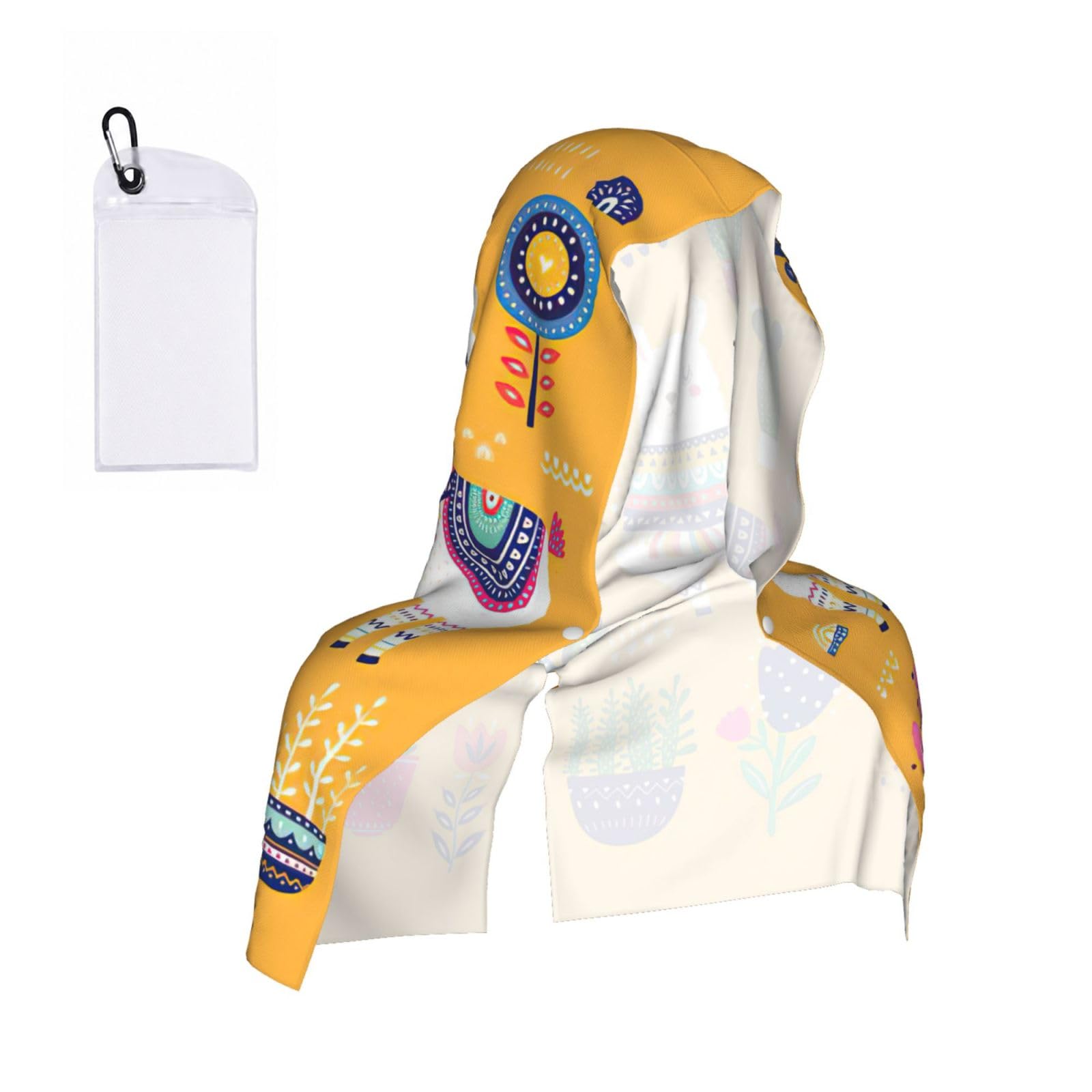 YQxwJL Cartoon Alpaca Cute Animal Print Unsex Cooling Hoodie Towel, Cools Instantly When Wet Sun Protection For Sports Fitness Gym