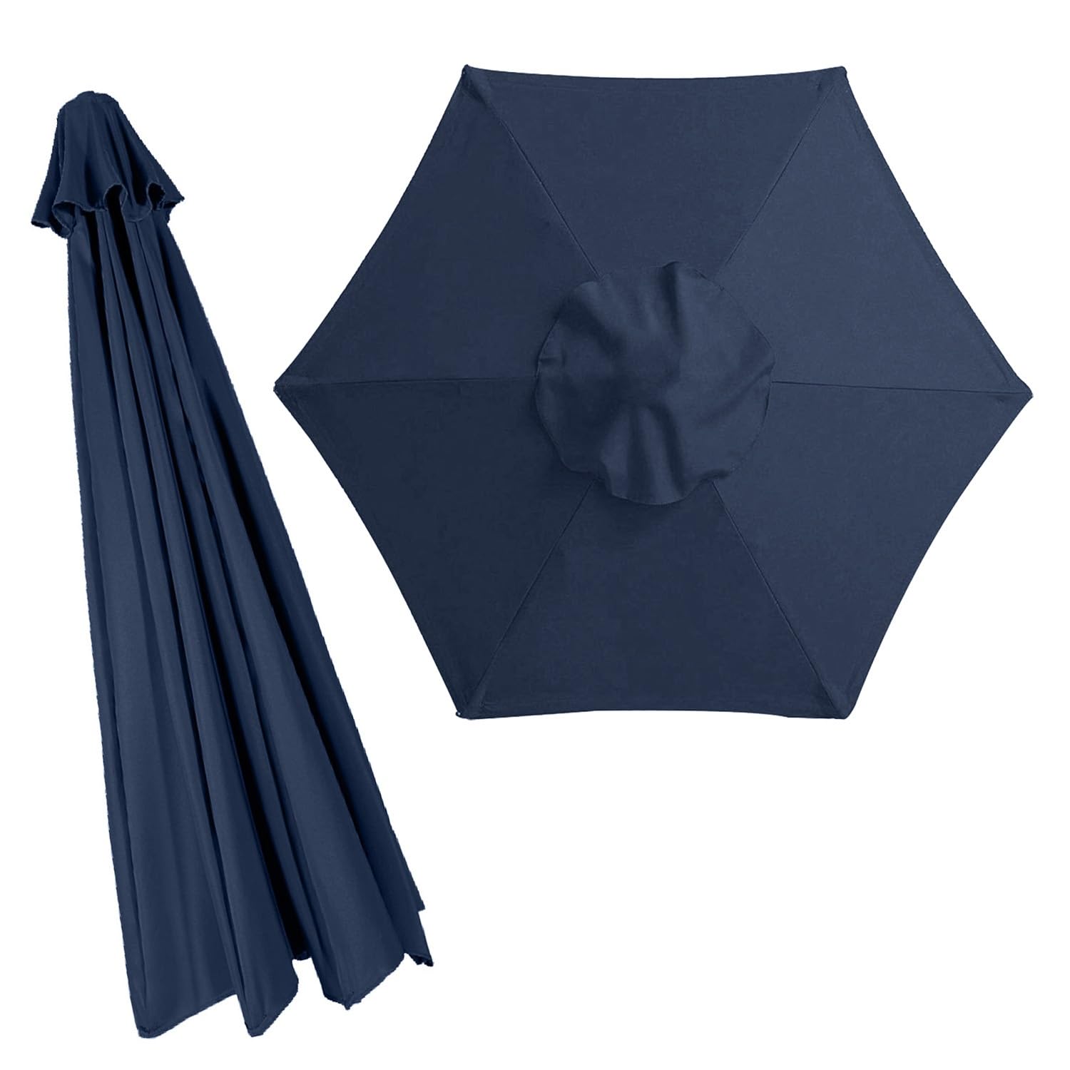 Patio Umbrella Canopy, Outdoor Replacement Parasol Cover for 6.5ft/9ft/10ft 8ribs/6ribs, Market, Garden, Lawn Umbrella Parasol Replacement Canopy Top Sun Shade UV blocking(Color:Navy,Size:2.7m/9FT(6-r