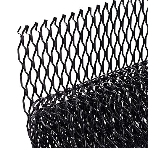 Image of AggAuto 47x16 inches Car Pickup Truck Grill Mesh Spoiler Bumper Vent Aluminum Alloy Automotive Grille Insert Air Intake Racing Seagull Hole 8x25mm Black
