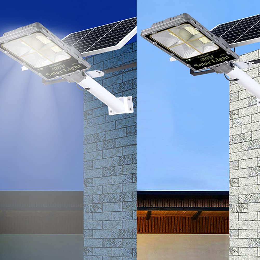 Lampadaire lumières d'extérieur, projecteur Solaire LED du crépuscule à l'aube, étanche IP65, télécommande Haute Puissance 6M, Lampe de Paysage, lumières d'inondation de sécurité Solaire pour Jardin