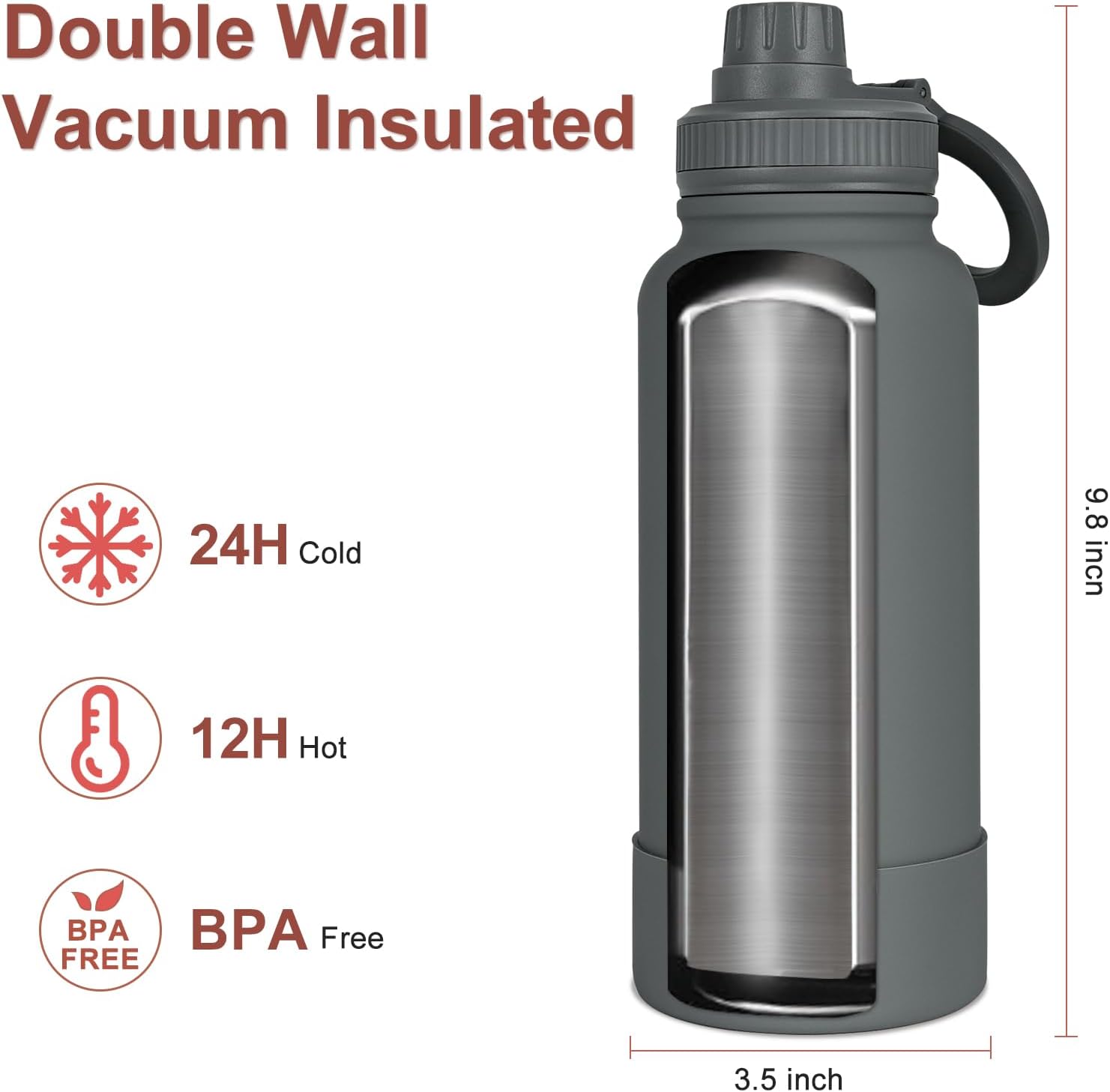 34oz Insulated Magnetic Water Bottle | Compatible with MagSafe Phone Holder | Stainless Steel Water Bottle | BPA Free 12H Hot & 24H Cold | Perfect for Gym, Sports, Travel, Car and Work - Image 2